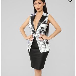 Black blazer with leather collar